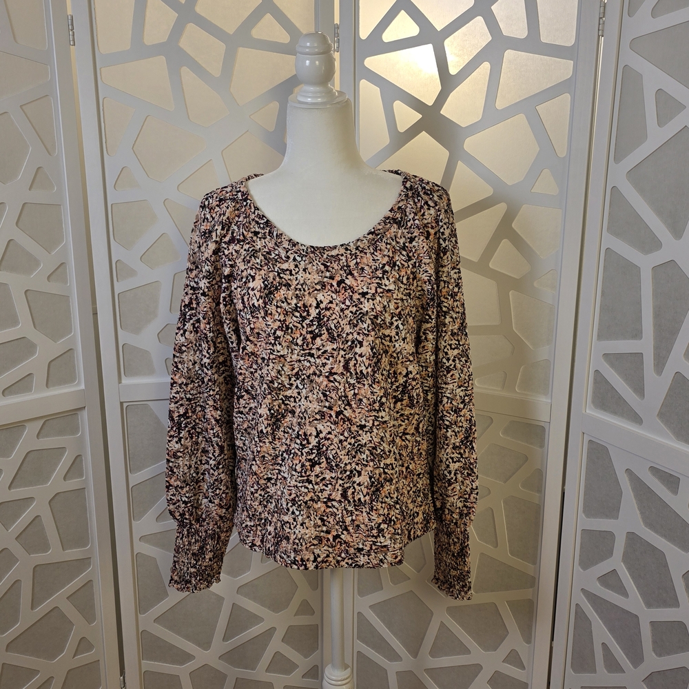Loft Textured Balloon Sleeve Blouse Size M
